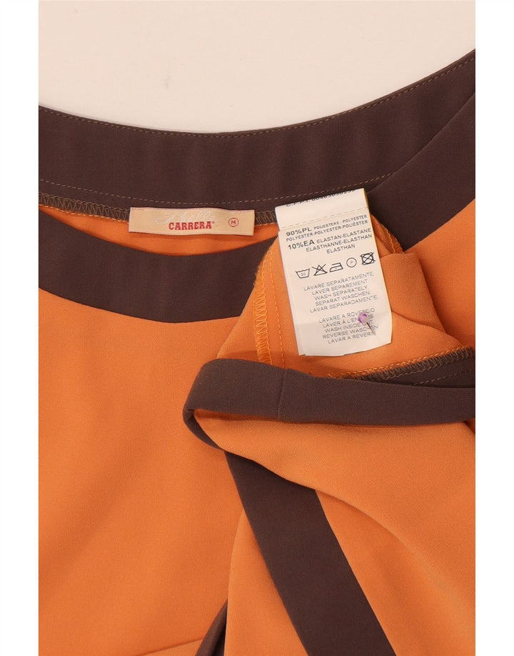 Carrera Womens Crop Bluse Top UK 10 Small Orange Colourblock Polyester