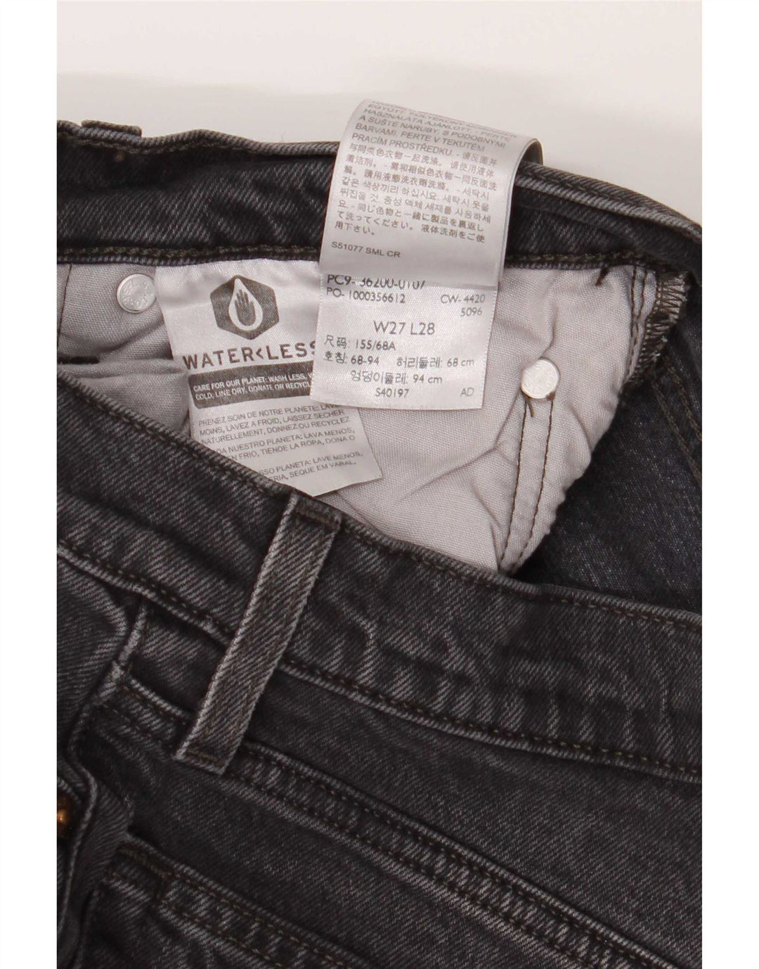 Levi's Dame 501 Straight Jeans W27 L28 Grå Bomuld