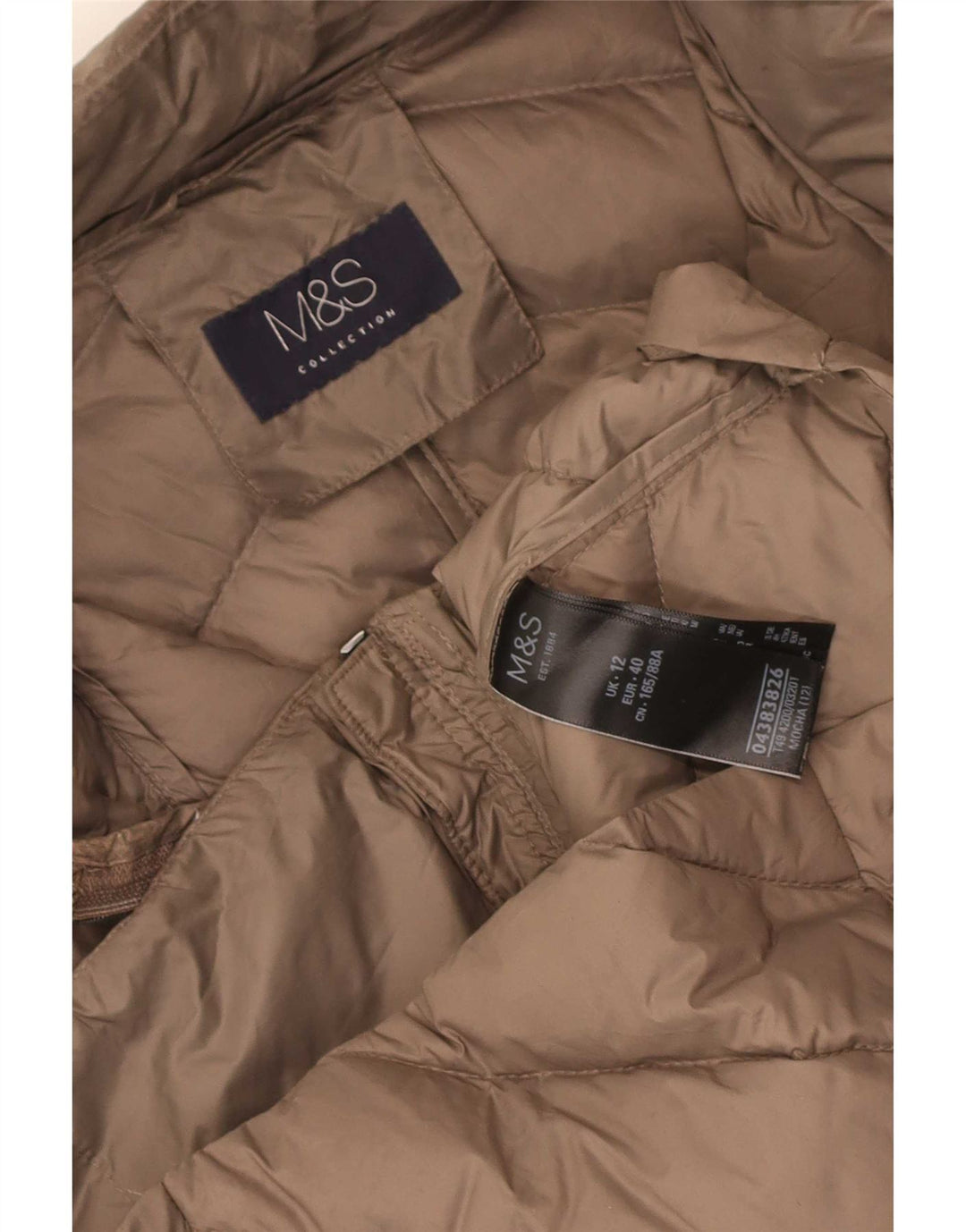 Marks & Spencer Polstret jakke til kvinder UK 12 Medium Brun Polyamid