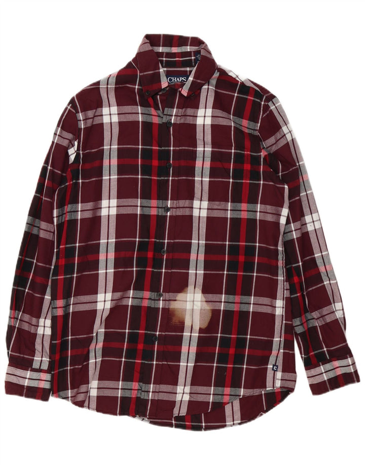 Chaps Herre Flanelskjorte Lille Bourgogne Plaid Bomuld
