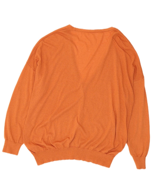 Zara Womens Oversized Cardigan Sweater UK 16 Large Orange Acryl