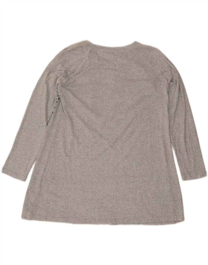 Marks & Spencer Dame Langærmet Tunika Top UK 16 Stor Grå Polyester