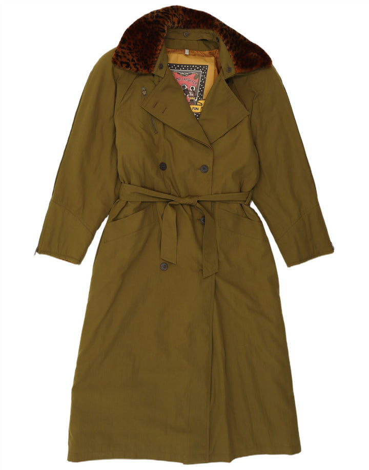 Eskimo Dame Dobbeltradet Frakke UK 12 Medium Green Polyester Classic