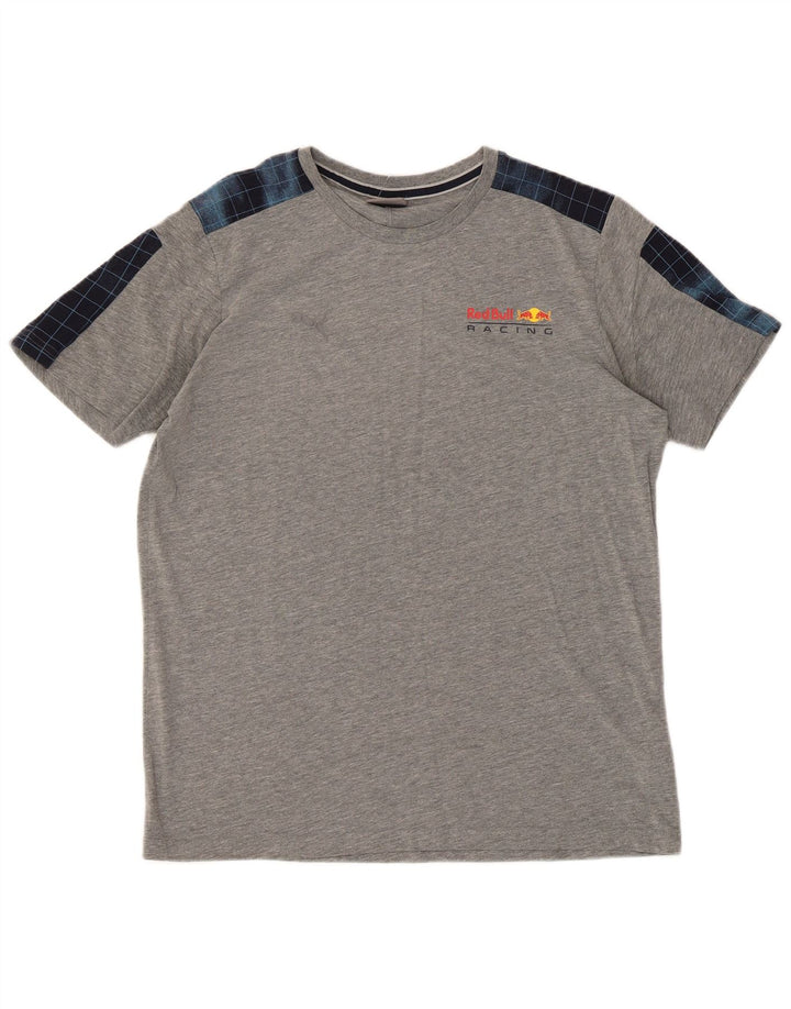 Puma Herre T-Shirt Top Medium Grå Colourblock Bomuld