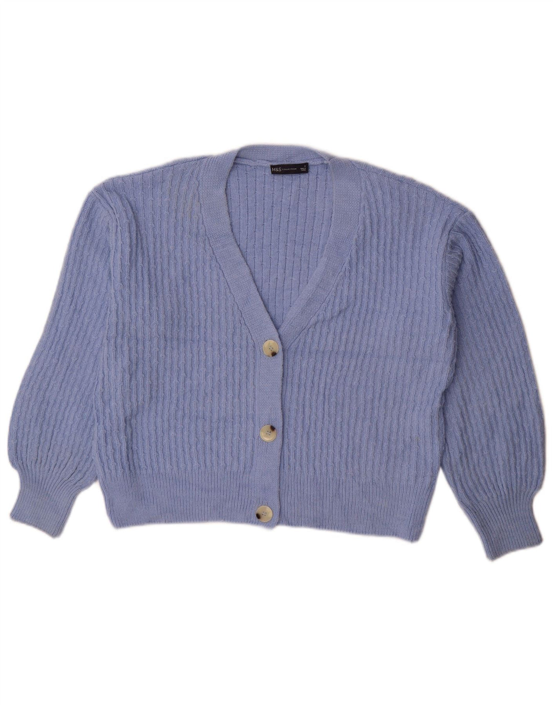 Marks & Spencer Womens Crop Oversized cardigantrøje UK 14 Medium Blue