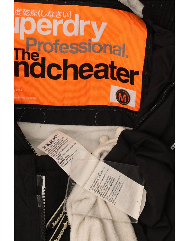Superdry Womens The Windcheater Windbreaker Jacket UK 14 Medium Black