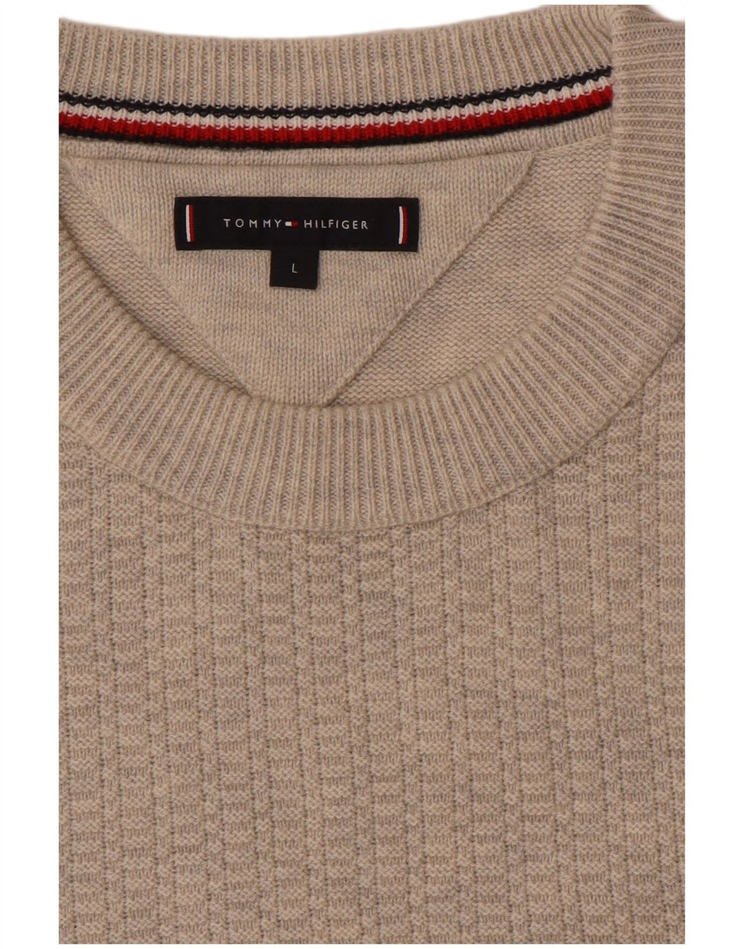 Tommy Hilfiger Herre Crew Neck Jumper Sweater Large Beige