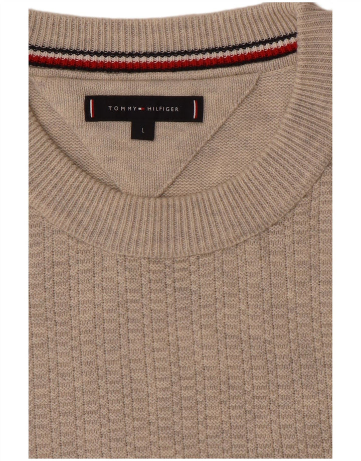Tommy Hilfiger Herre Crew Neck Jumper Sweater Large Beige