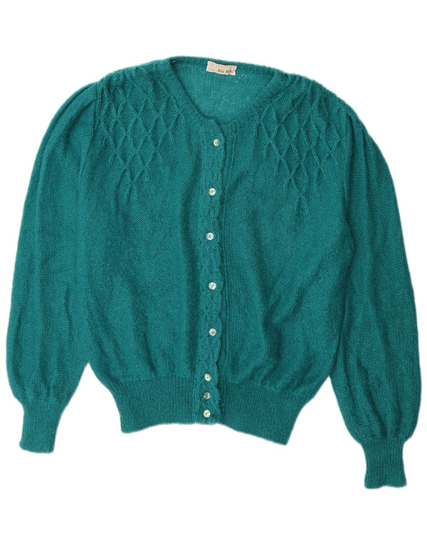 VINTAGE Dame Cardigan Sweater UK 14 Large Green Mohair