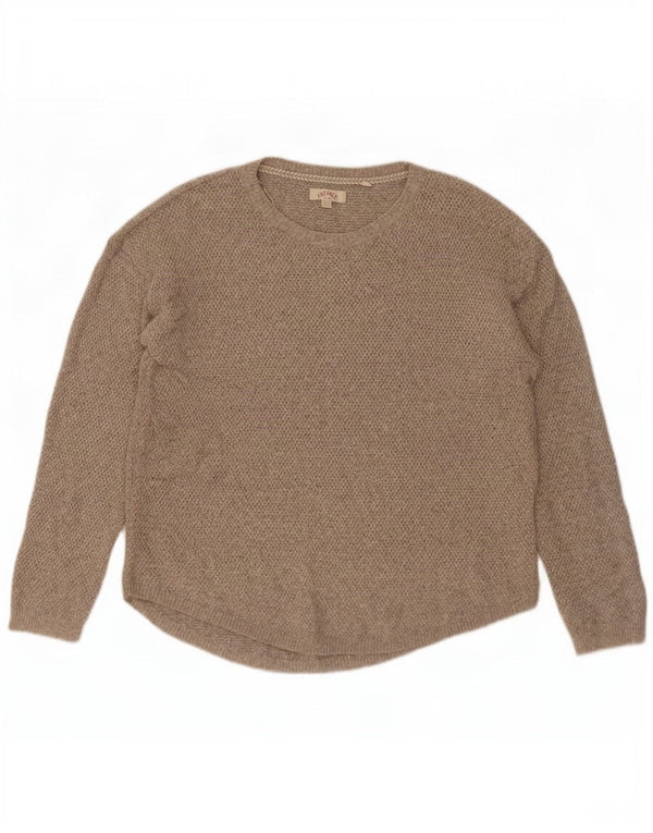 Fat Face Dame Boat Neck Jumper Sweater UK 14 Stor Grå Bomuld
