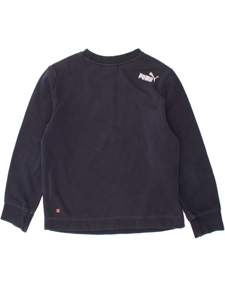 PUMA Boys Graphic Sweatshirt Jumper 7-8 Years Small  Navy Blue Cotton Vintage Puma and Second-Hand Puma from Messina Hembry 