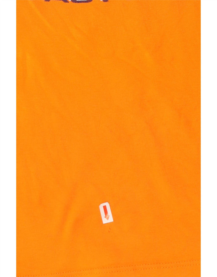 LEE Dame Crop Grafisk T-Shirt Top UK 12 Medium Orange Bomuld