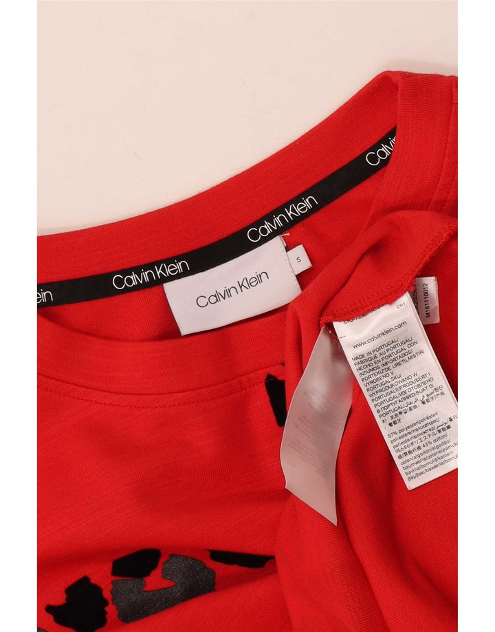 Calvin Klein Dame Grafisk Oversized Sweatshirt Jumper UK 10 Lille Rød