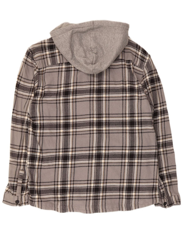 Tom Tailor Herre Hooded Relaxed Fit Flanell Shirt XL Grå Plaid Bomuld