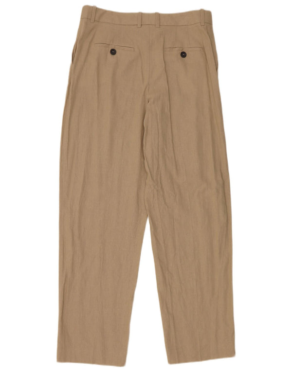 Zara lige chinosbukser til kvinder Small W30 L30 Beige hør