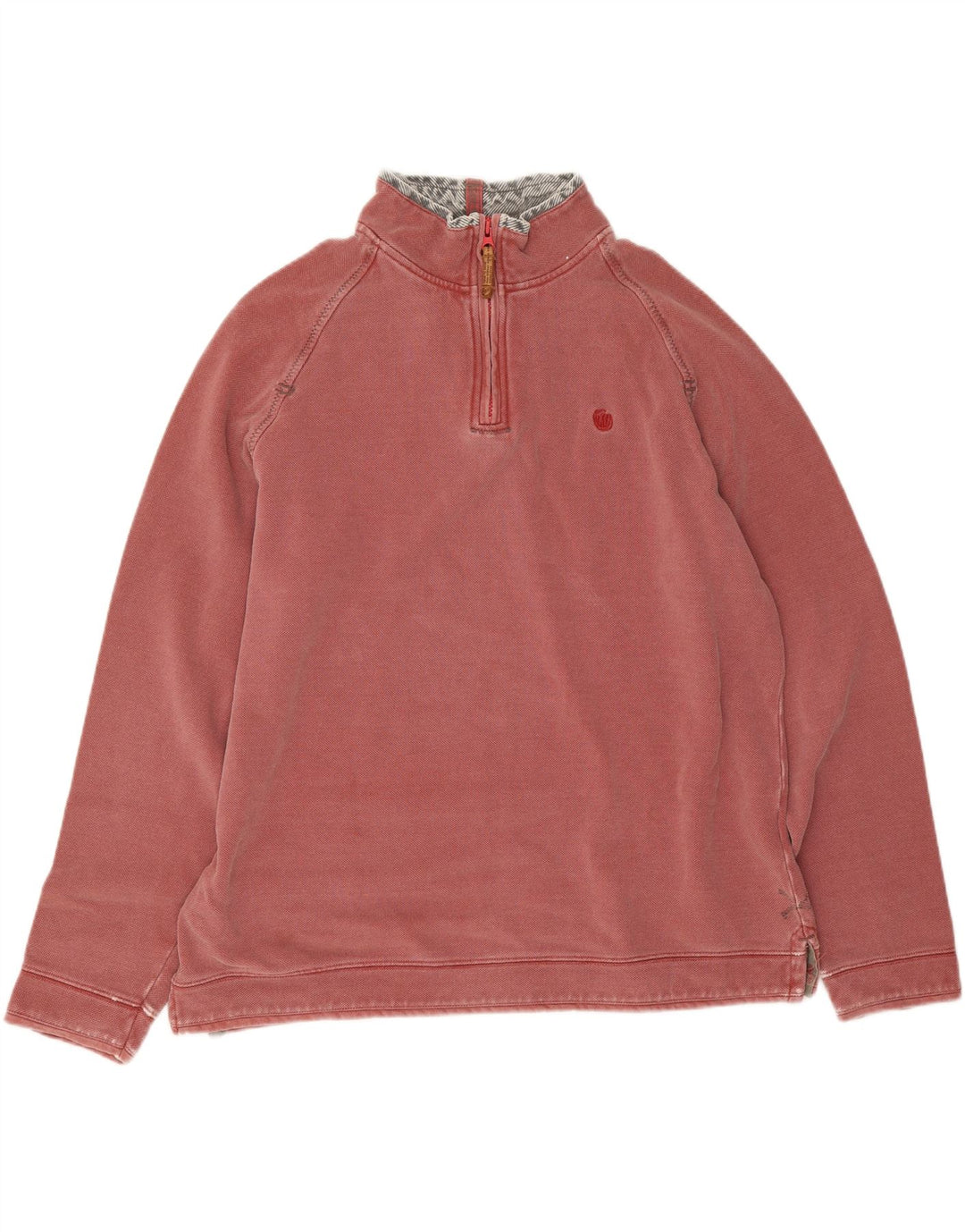Fat Face Herre Zip Neck Sweatshirt Jumper Large Pink Bomuld