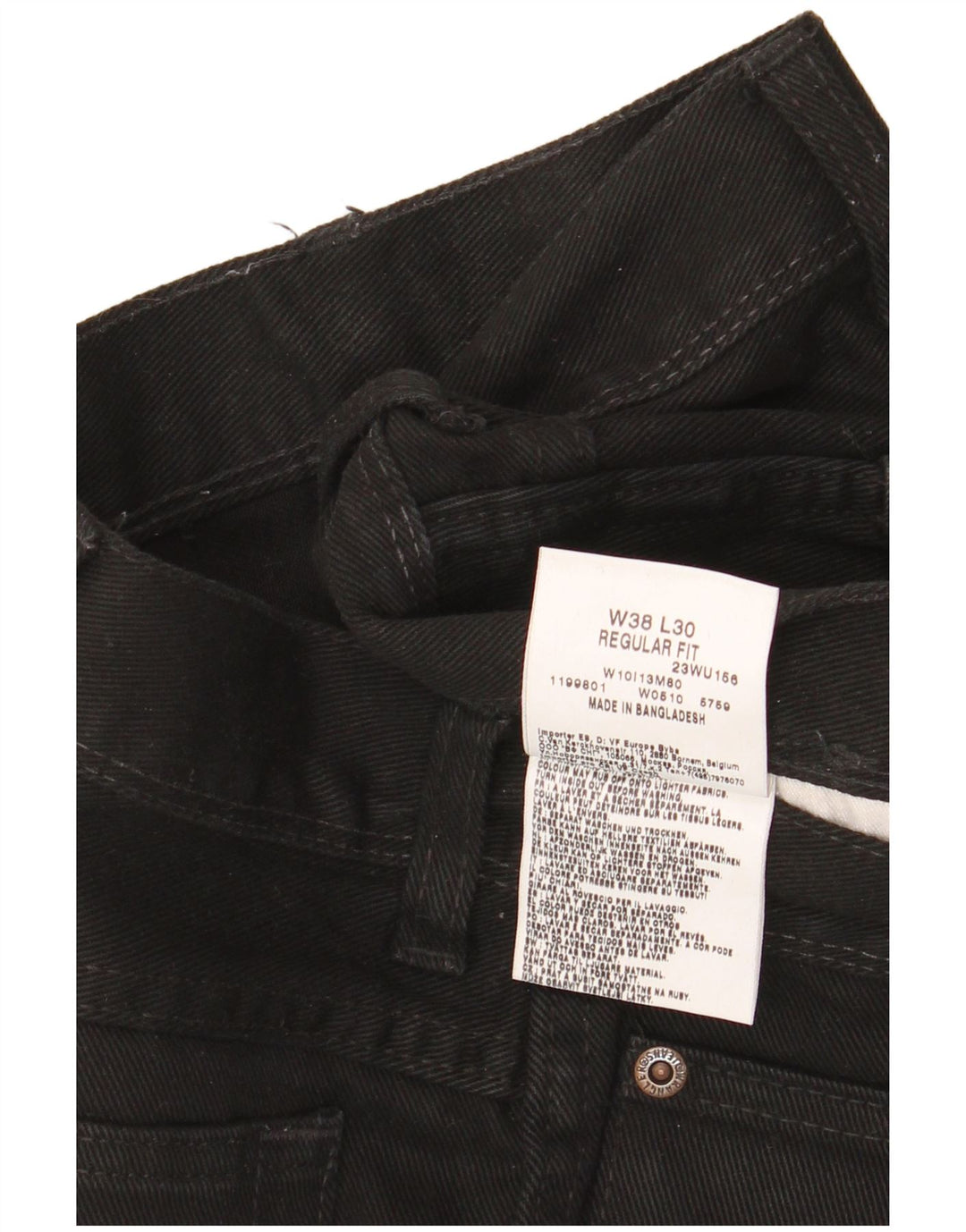 Wrangler Herre Regular Fit Straight Jeans W38 L30 Sort Bomuld
