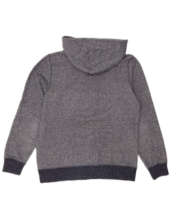 JACK & JONES Mens Graphic Hoodie Jumper Large Navy Blue Flecked Polyester