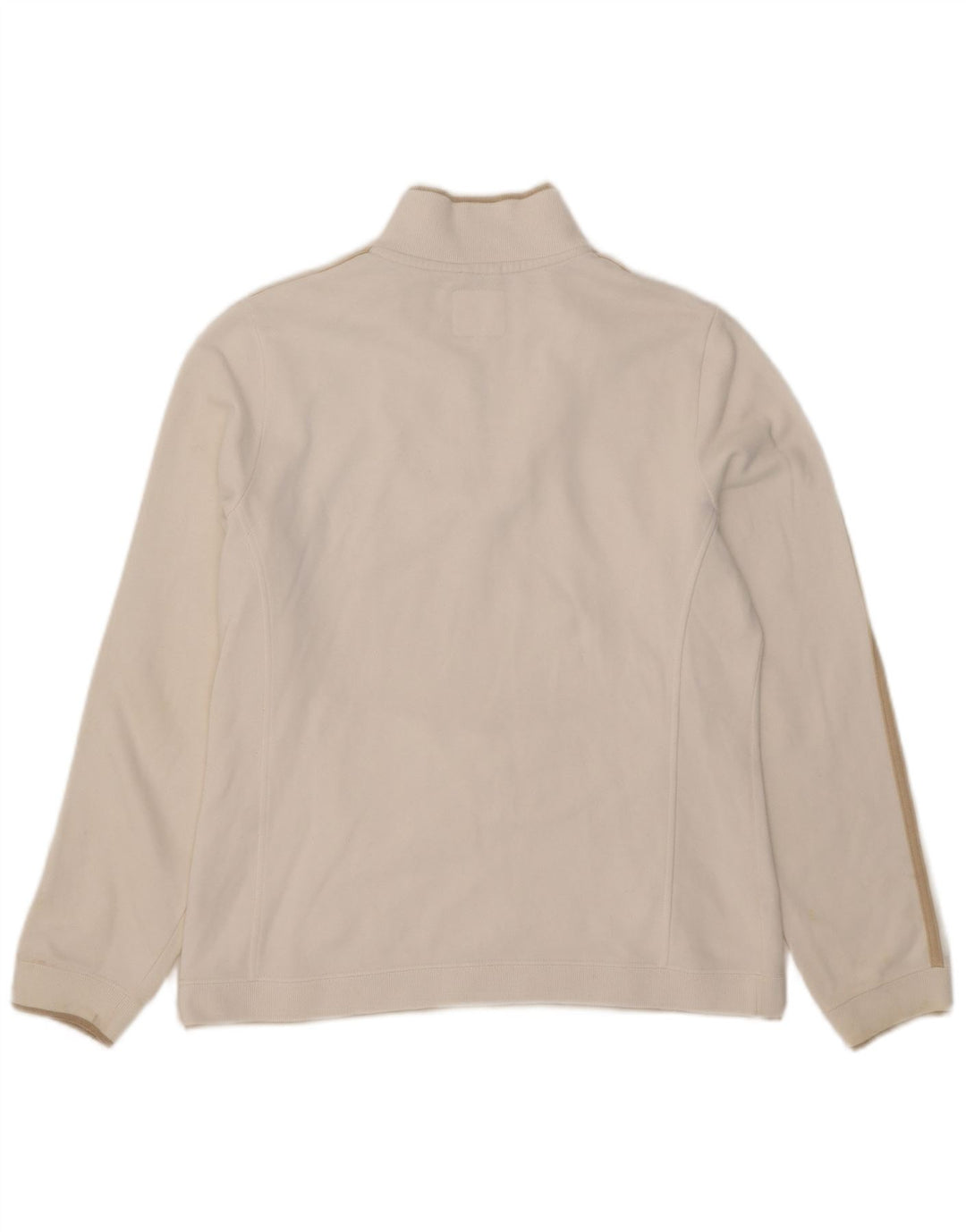 Champion Dame Zip Neck Sweatshirt Jumper UK 14 Medium White Bomuld