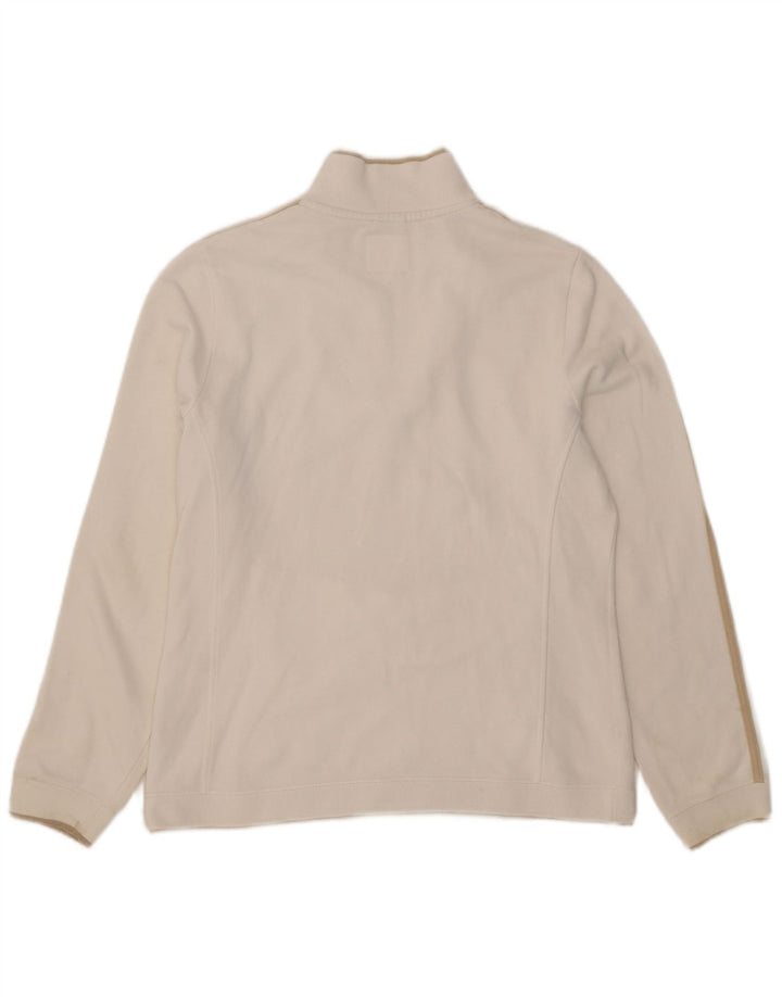 Champion Dame Zip Neck Sweatshirt Jumper UK 14 Medium White Bomuld