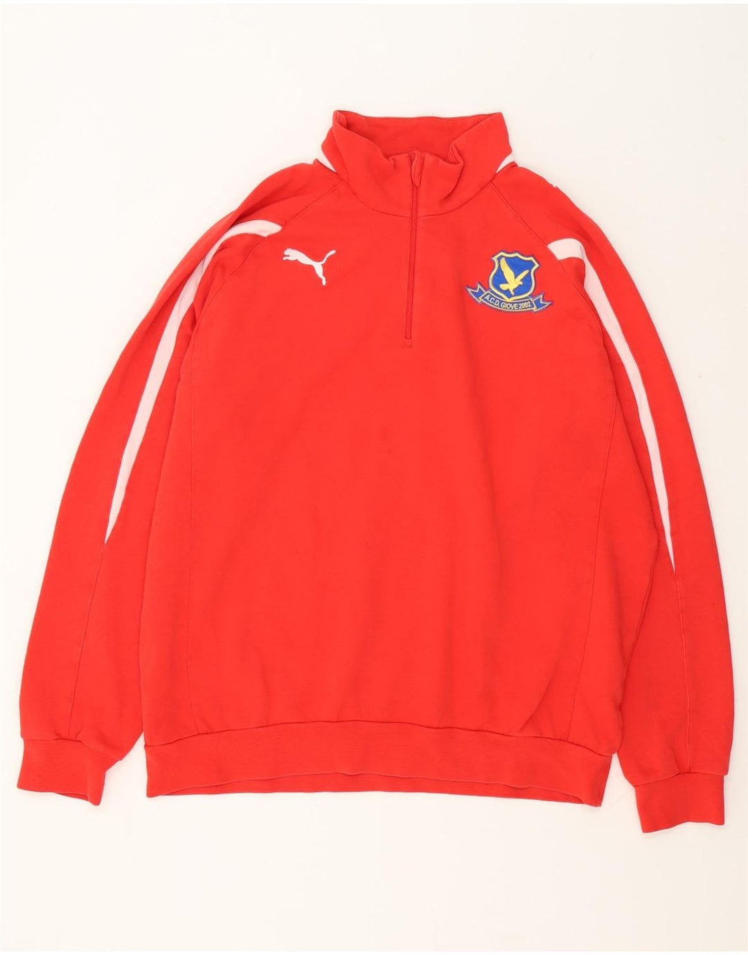 Puma Sweatshirt med lynlås til mænd til mænd, stor rød farveblok bomuld