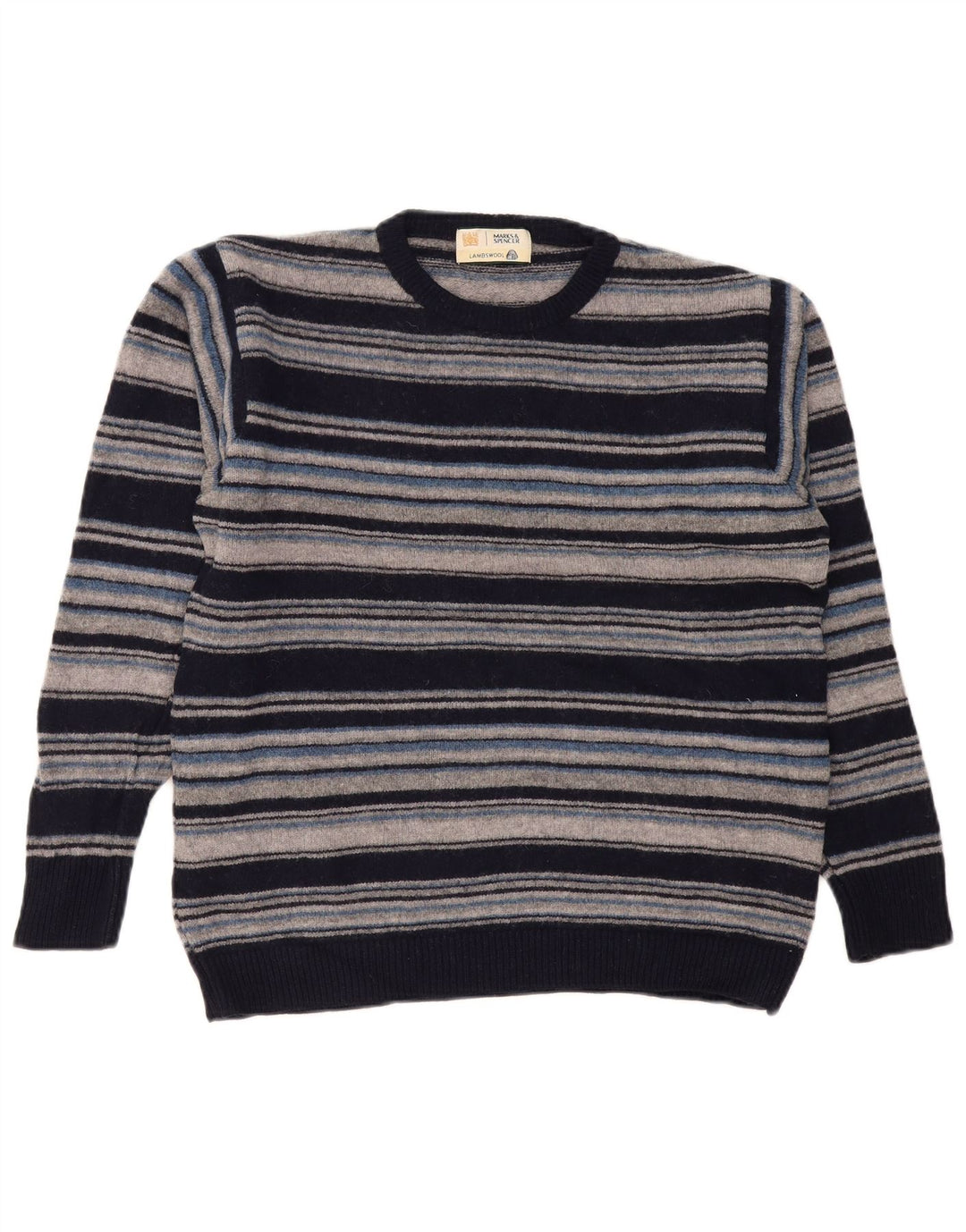 Marks & Spencer Herre sweater med rund hals, medium marineblå stribet