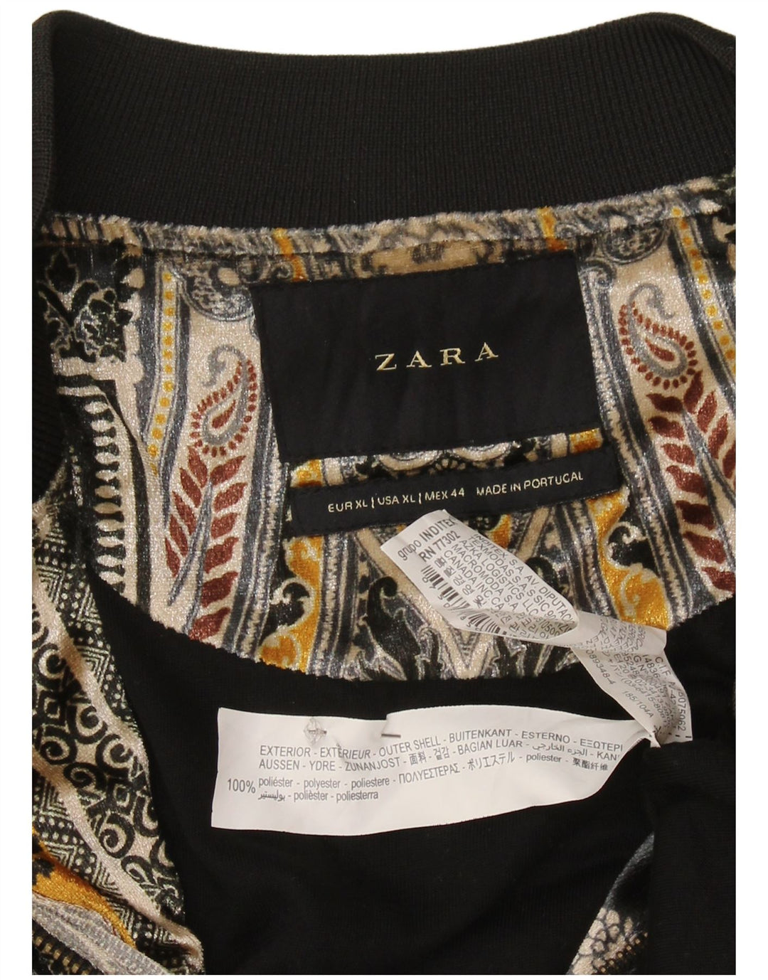 Zara Womens Bomber Jacket UK 18 XL Flerfarvet Paisley Polyester
