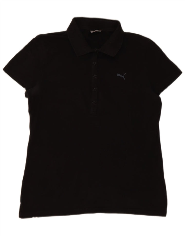 Puma Dame Polo Shirt UK 14 Stor Sort Bomuld