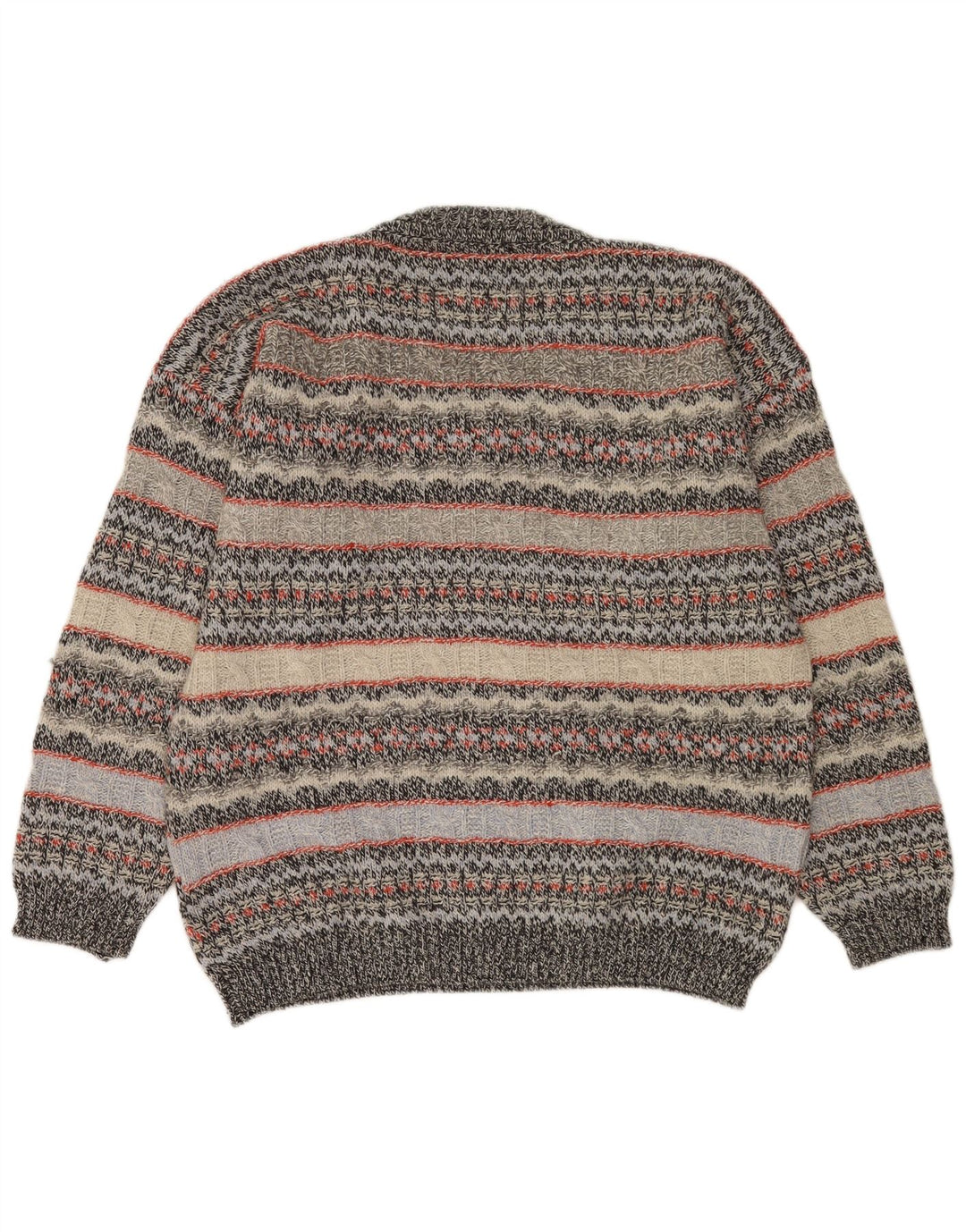 Vintage herre V-hals sweater XL grå stribet uld