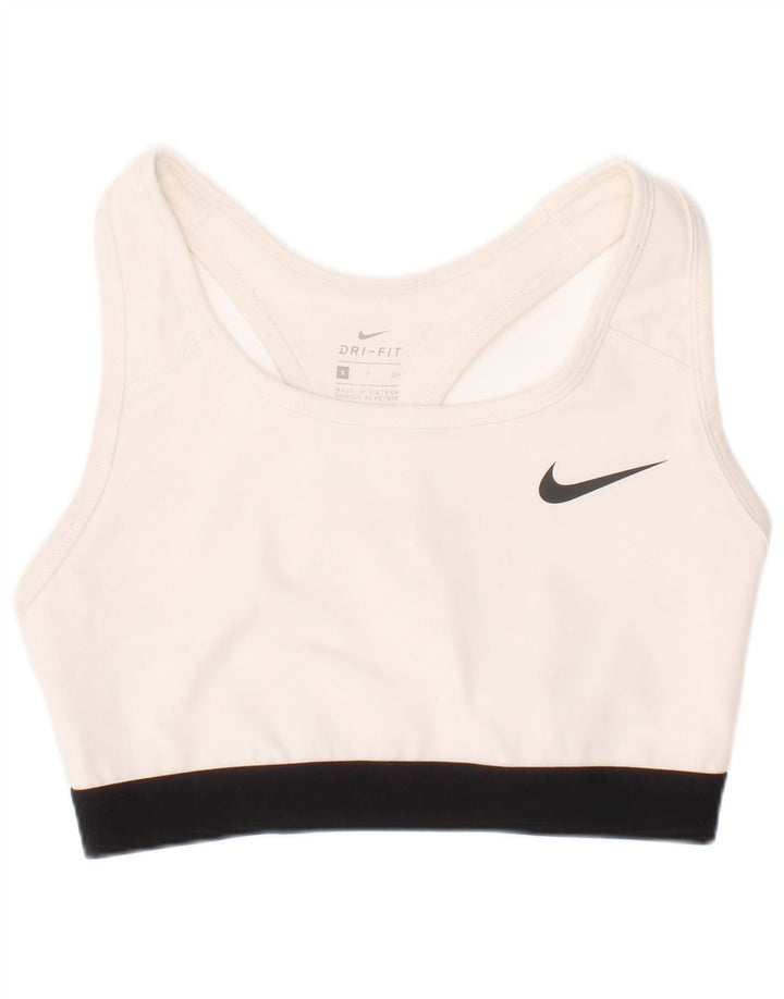 Nike Kvinders Dri Fit Sports Bh Top Small Hvid Polyester Sport