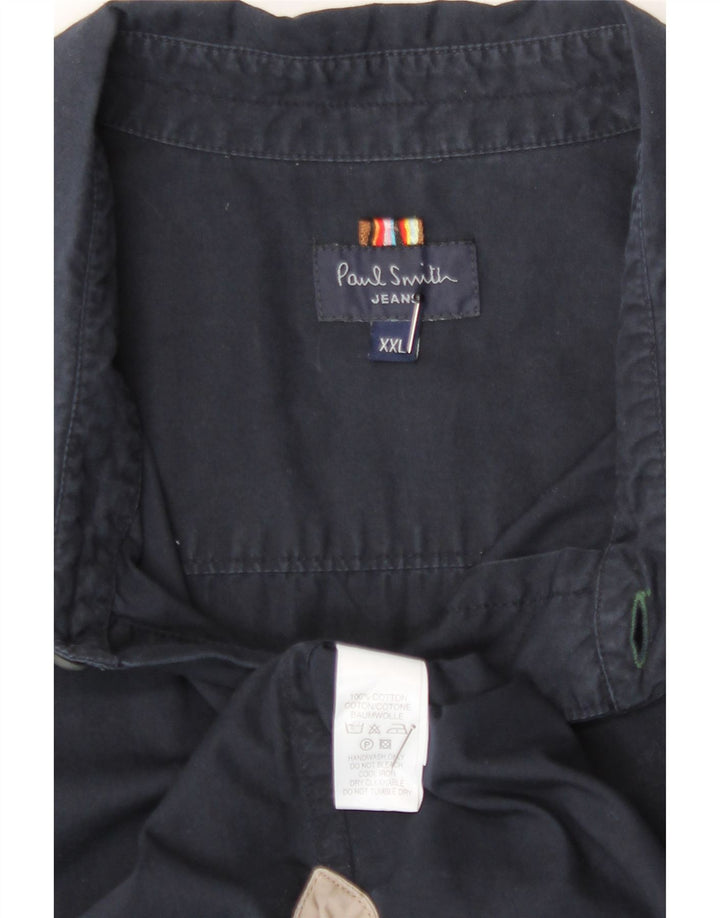 Paul Smith kortærmet herreskjorte 2XL marineblå bomuld