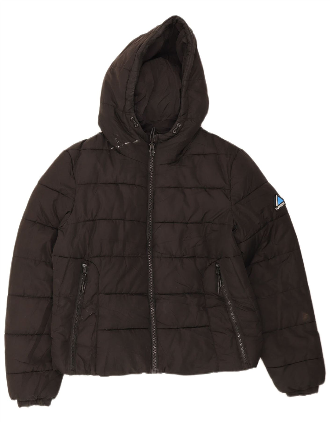 Superdry Polstret hættejakke til kvinder UK 14 Stor sort polyester