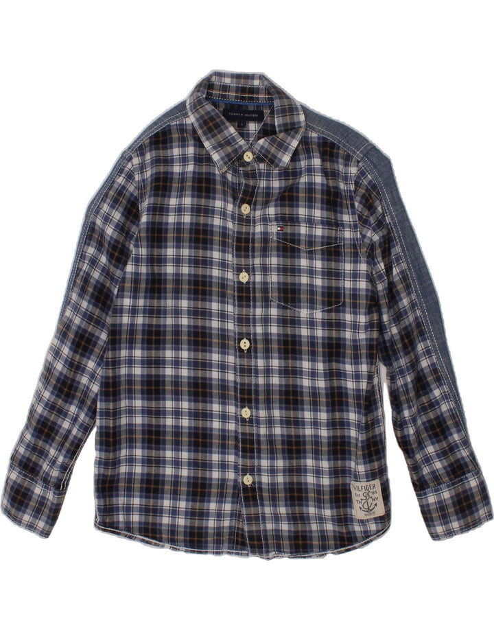 TOMMY HILFIGER Boys Flannel Shirt 7-8 Years Blue Check Cotton Vintage Tommy Hilfiger and Second-Hand Tommy Hilfiger from Messina Hembry 