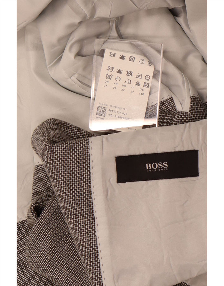 Hugo Boss Herre 2 Button Blazer Jacket UK 44 2XL Grå Silke