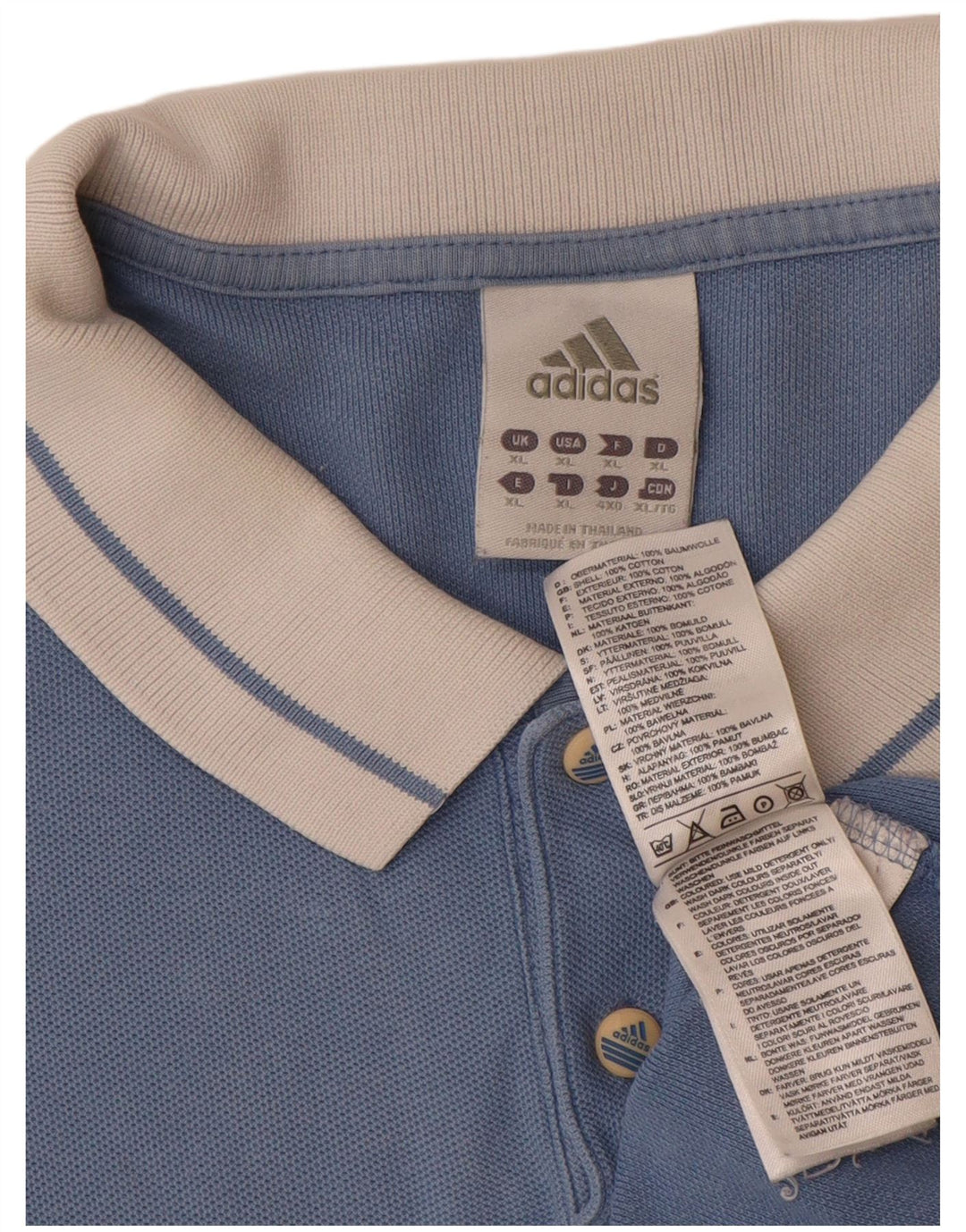 ADIDAS Poloshirt til mænd XL Blå Colourblock Bomuld