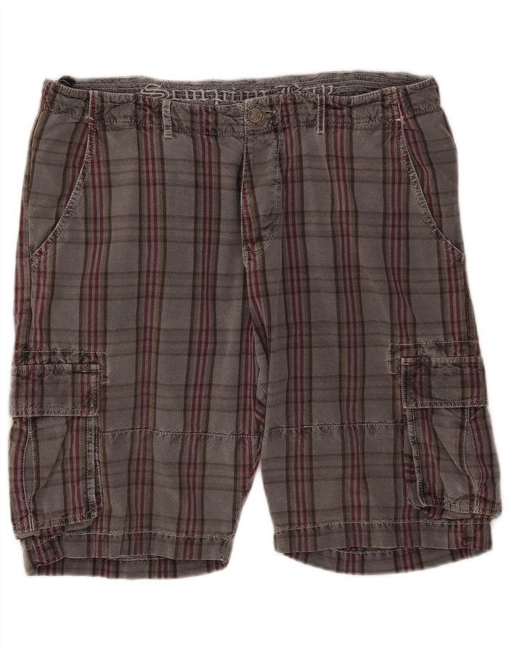 Scorpion Bay Herre Cargo Shorts W36 store grå ternet bomuld