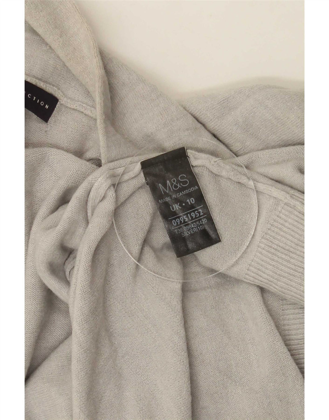 Marks & Spencer Dame Longline Cardigan Sweater UK 10 Lille Sølv Akryl