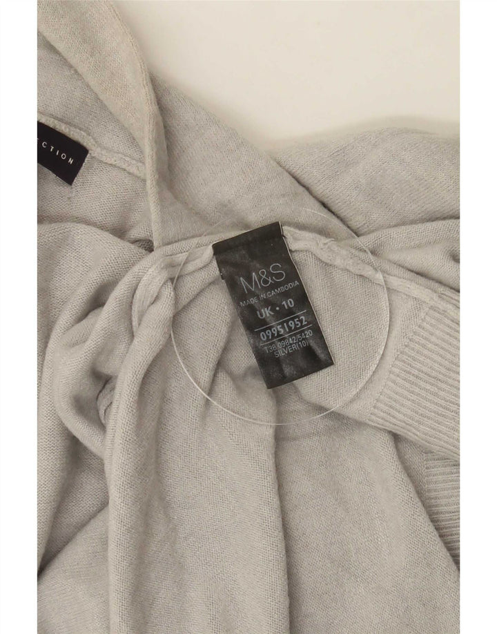 Marks & Spencer Dame Longline Cardigan Sweater UK 10 Lille Sølv Akryl