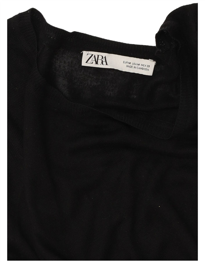 Zara Dame Boat Neck Jumper Sweater UK 14 Medium Black