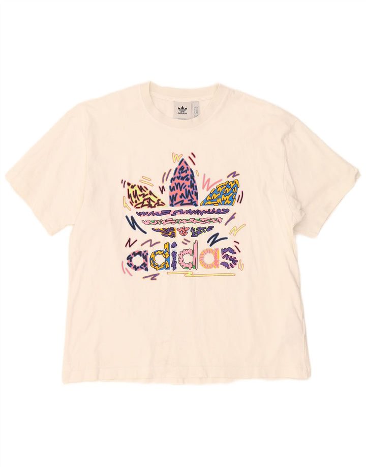 Adidas Grafisk T-shirt top til mænd Medium hvid bomuld
