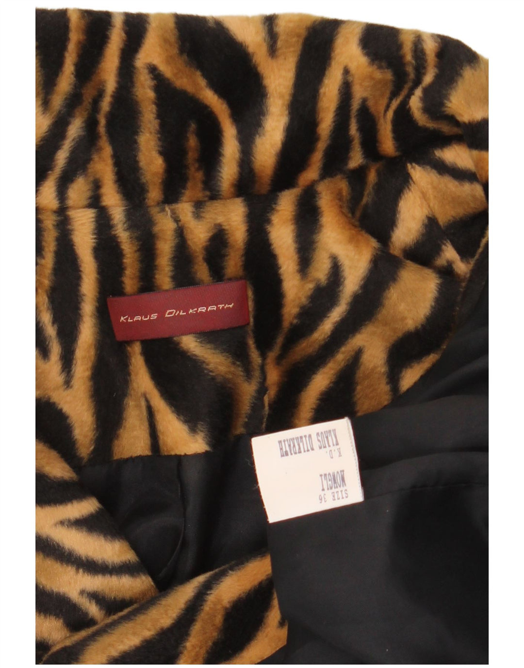 VINTAGE Dame 2-knaps blazerjakke EU 36 Small Brown Animal Print