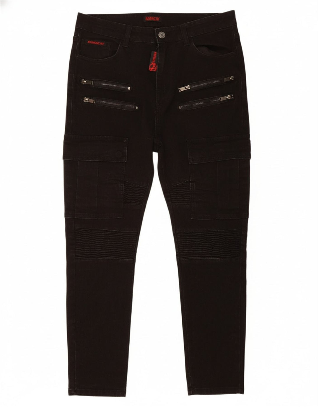 VINTAGE Womens Cargo Slim Jeans IT 44 Medium W32 L28 Black Cotton