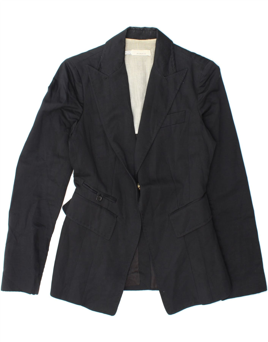 PINKO Womens Longline Blazer Jacket UK 10 Small  Black Cotton Vintage Pinko and Second-Hand Pinko from Messina Hembry 