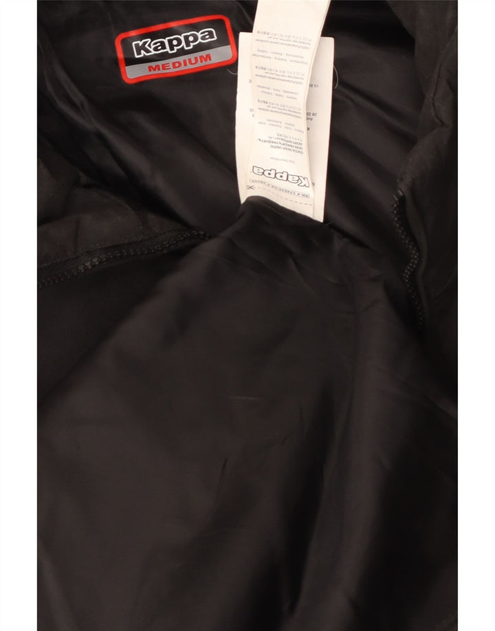 Kappa Herre Graphic Hooded Windbreaker Coat UK 38 Medium Black Polyester