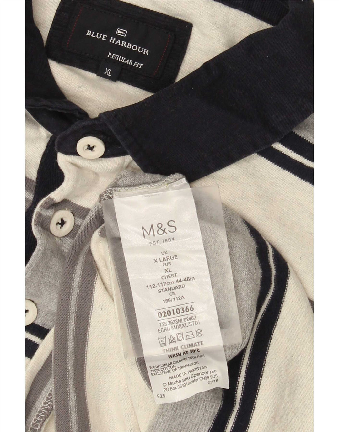 Marks & Spencer Langærmet Rugby Polo Shirt til mænd XL Flerfarvet