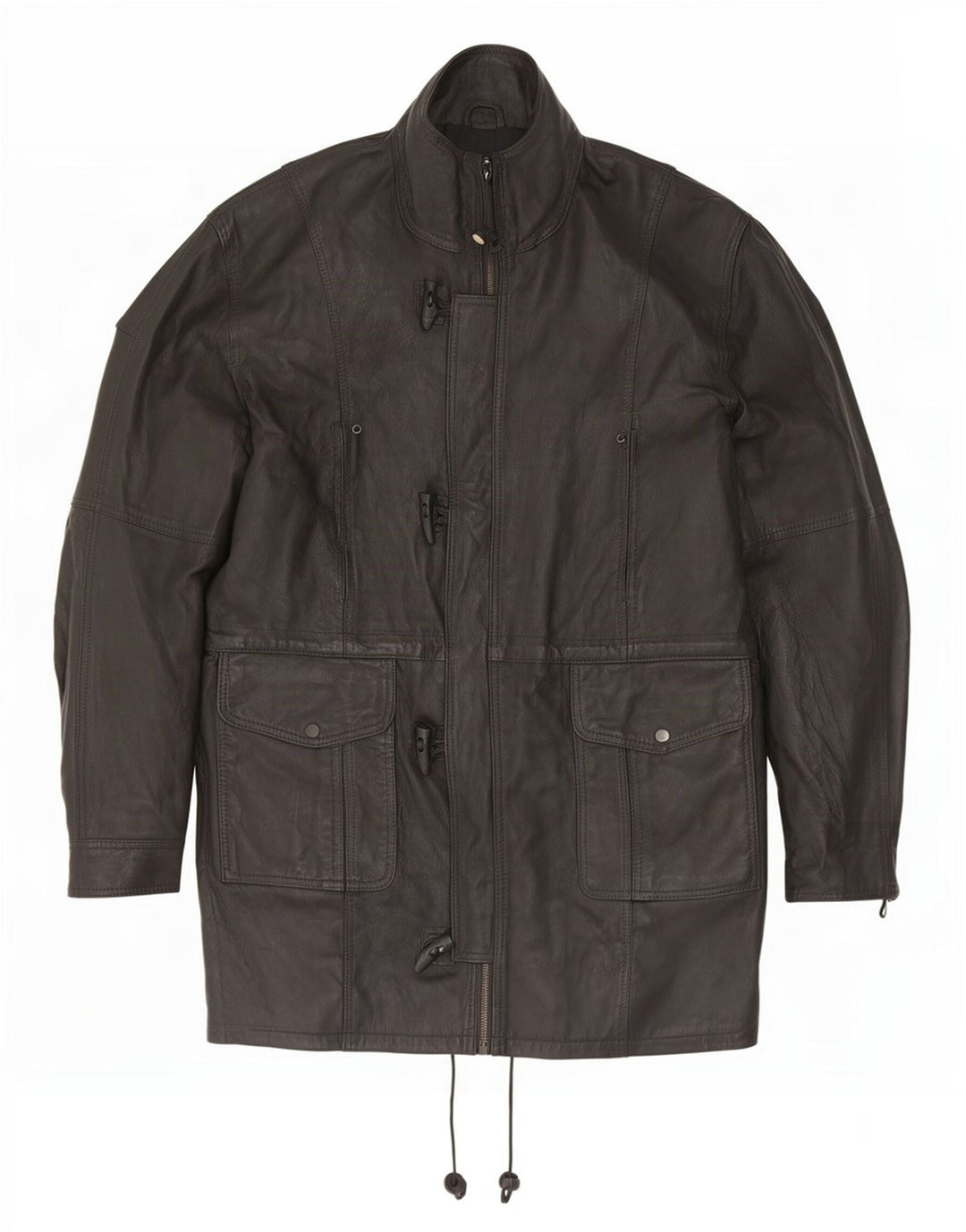 Vintage Herre Duffle Læderjakke UK 42 XL Sort