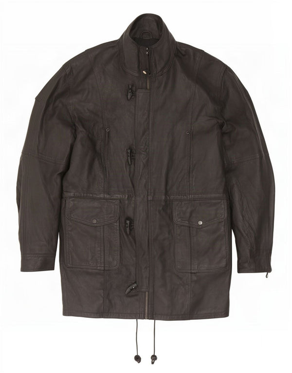 Vintage Herre Duffle Læderjakke UK 42 XL Sort