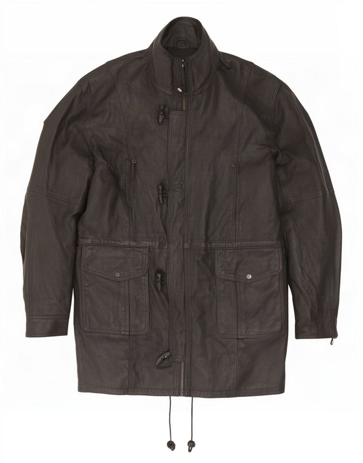 Vintage Herre Duffle Læderjakke UK 42 XL Sort