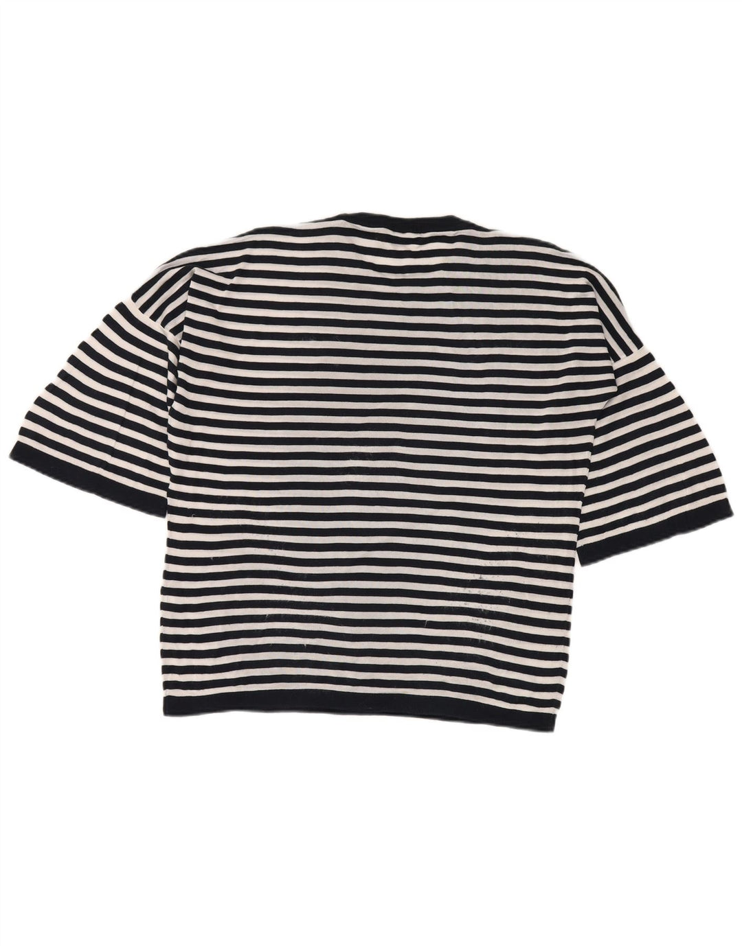 BENETTON Dame 3/4 ærmet bluse Top UK 10 Small Navy Blue Nautical