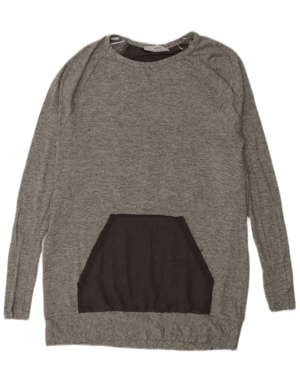 Zara Dame Boat Neck Jumper Sweater UK 10 Small Grey Colourblock
